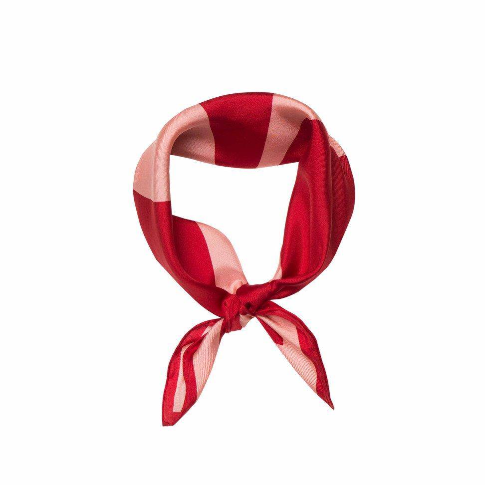 SIGNATURE SILK SCARF - PINK & RED