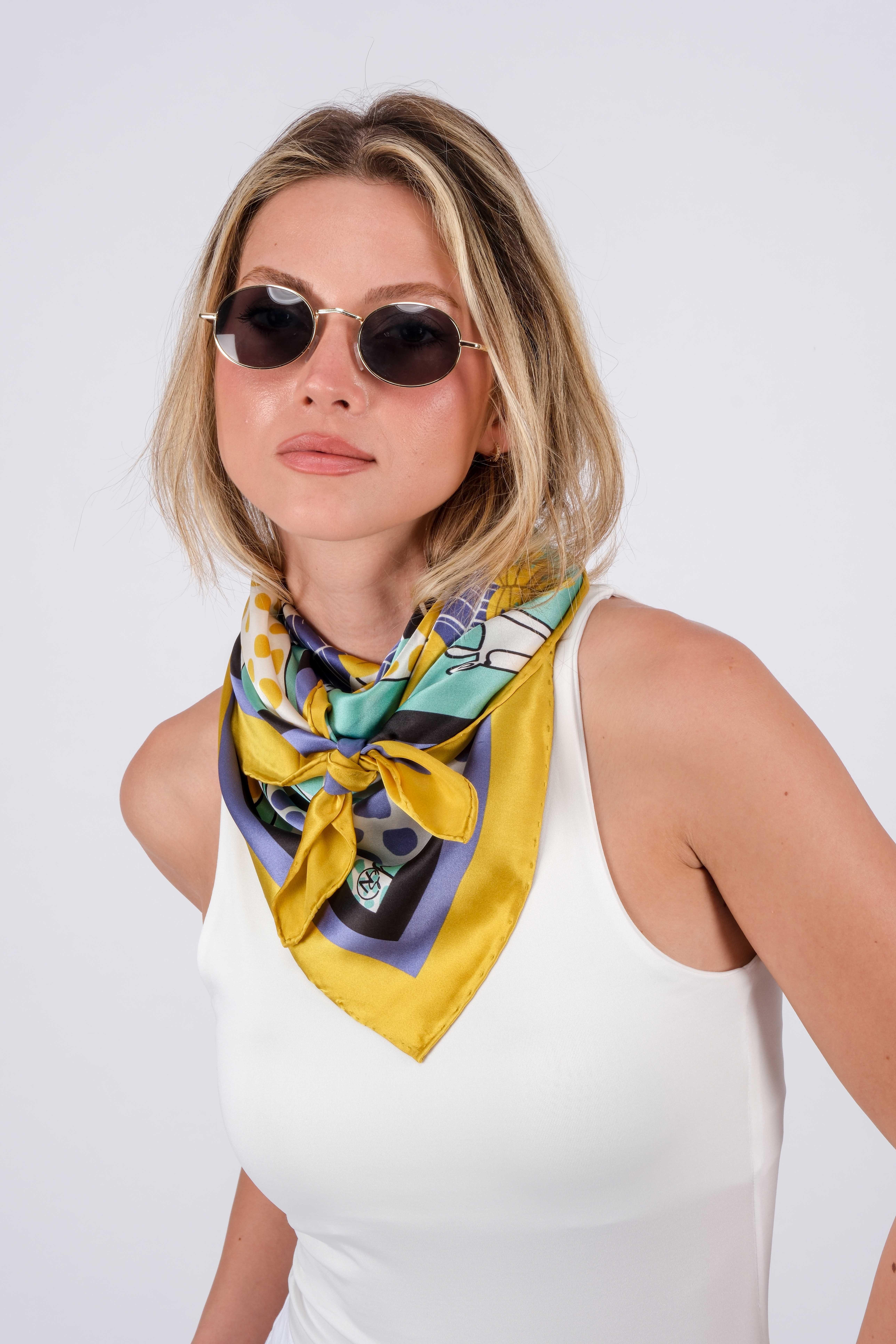 Silk Scarf Yellow 94x94